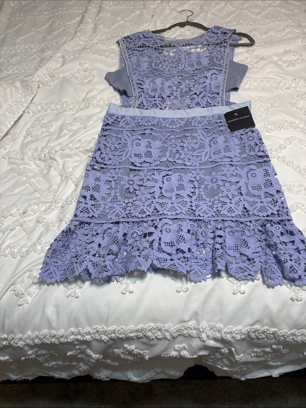 Goodnight Macaroon Lavender Crochet Tiered Mini Dress